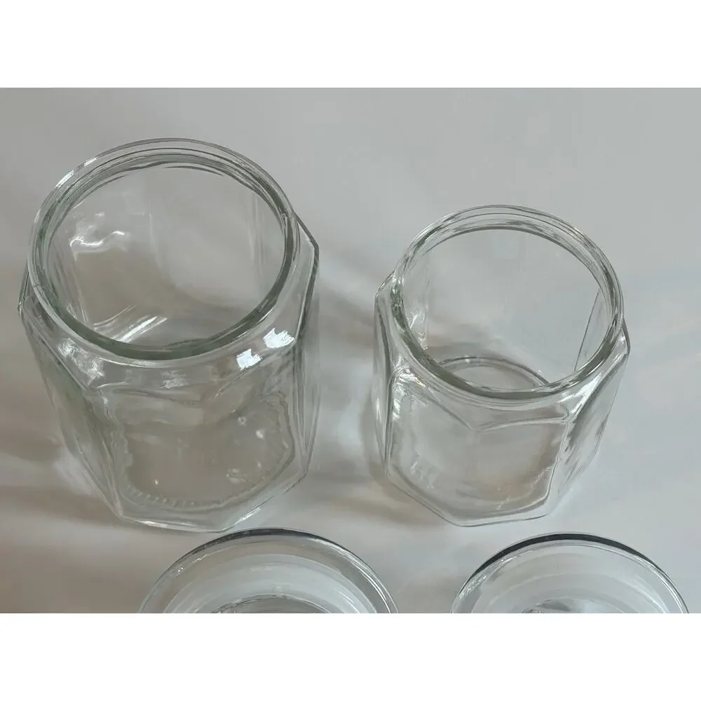 Clear Glass Apothecary Jars Canister with Loop Handles Bathroom Kitchen Storage